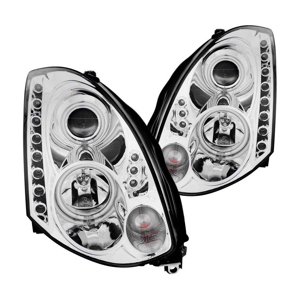 Fits INFINITI G35 03-07 2DR PROJECTOR HEADLIGHTS CHROME W/ RX HALO (FOR HID, HID KIT NOT INCLUDED)