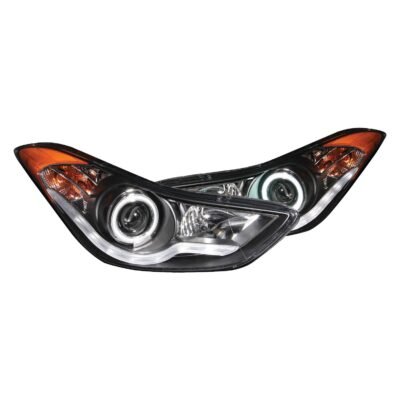Fits HYUNDAI ELANTRA 11-13 PROJECTOR HEADLIGHTS BLACK W/ RX HALO