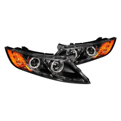 Fits KIA OPTIMA 11-15 PROJECTOR HEADLIGHTS BLACK W/ RX HALO (FOR HALOGEN MODELS ONLY)