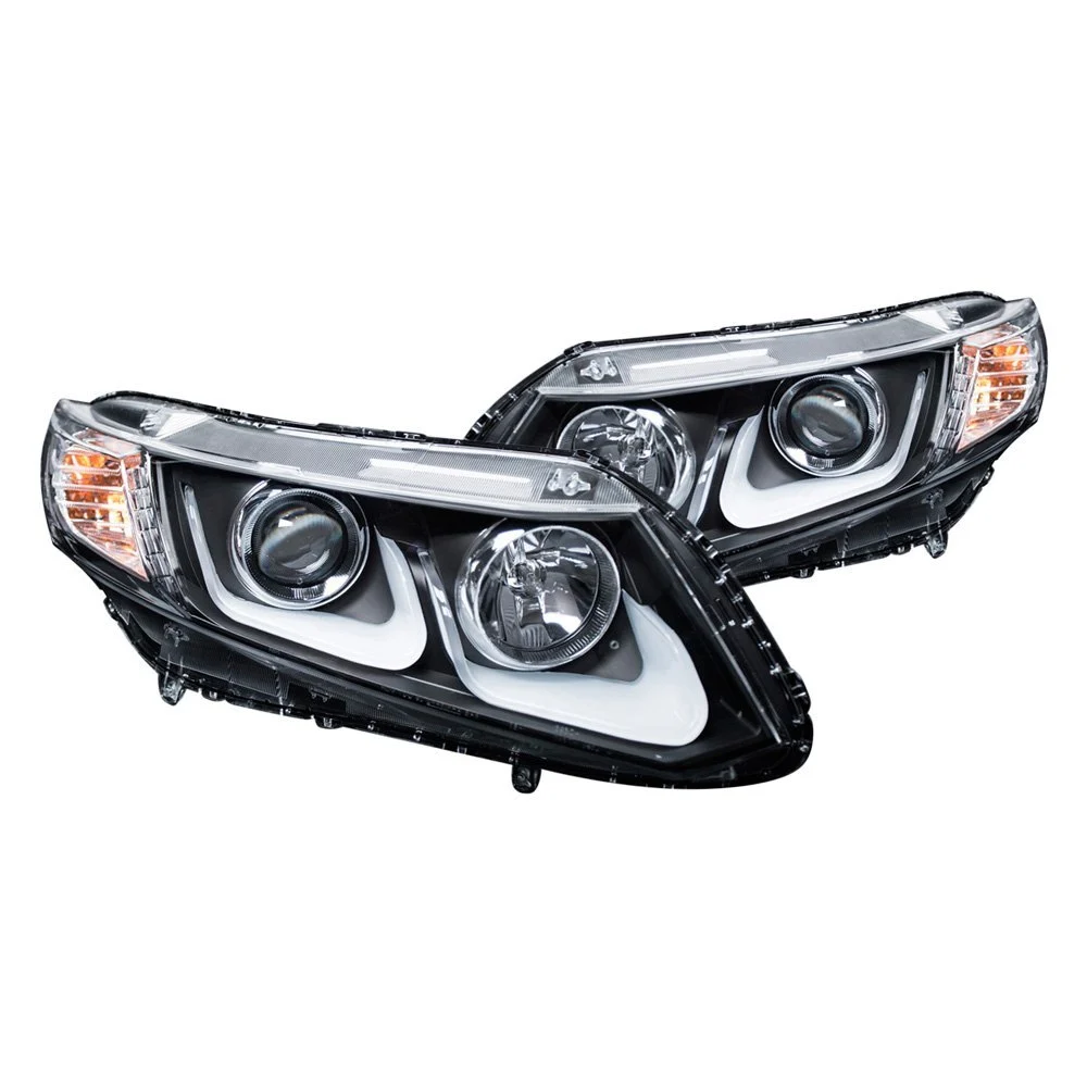 Fits HONDA CIVIC 2 DR 12-13 / 4 DR 12-15 PROJECTOR HEADLIGHTS U-BAR BLACK CLEAR
