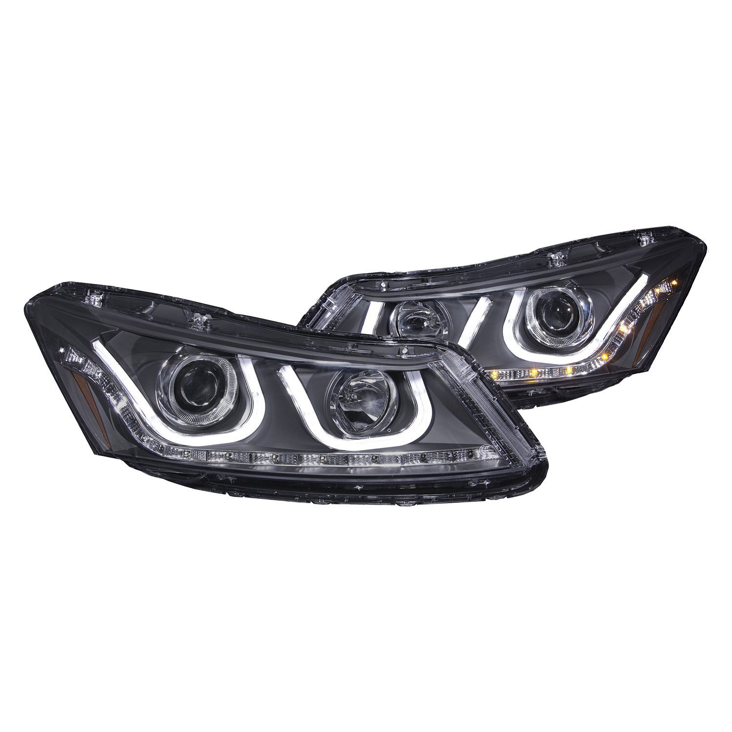 Fits HONDA ACCORD 08-12 4DR PROJECTOR U-BAR HEADLIGHTS BLACK