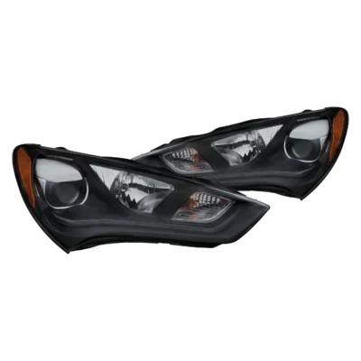 Fits HYUNDAI GENESIS 13-16 2DR PROJECTOR PLANK STYLE HEADLIGHTS BLACK (FOR HID, HID KIT NOT INCLUDED)