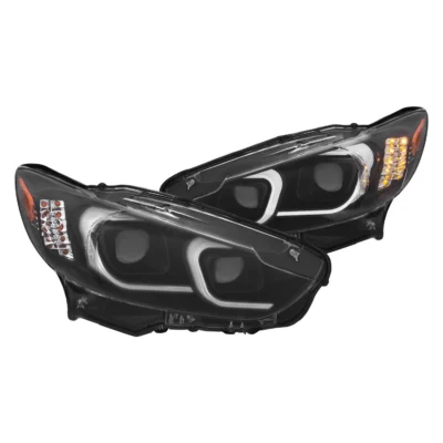 Fits MAZDA 6 14-15 PROJECTOR LED PLANK STYLE HEADLIGHTS BLACK W/ AMBER