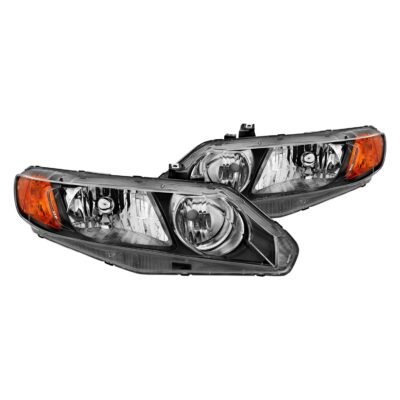 Fits HONDA CIVIC 06-11 CRYSTAL HEADLIGHTS 4DR BLACK (OE TYPE REPLACEMENT)