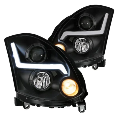 Fits INFINITI G35 2DR 03-07 PROJECTOR HEADLIGHT PLANK STYLE BLACK (FOR HID, HID KIT NOT INCLUDED)
