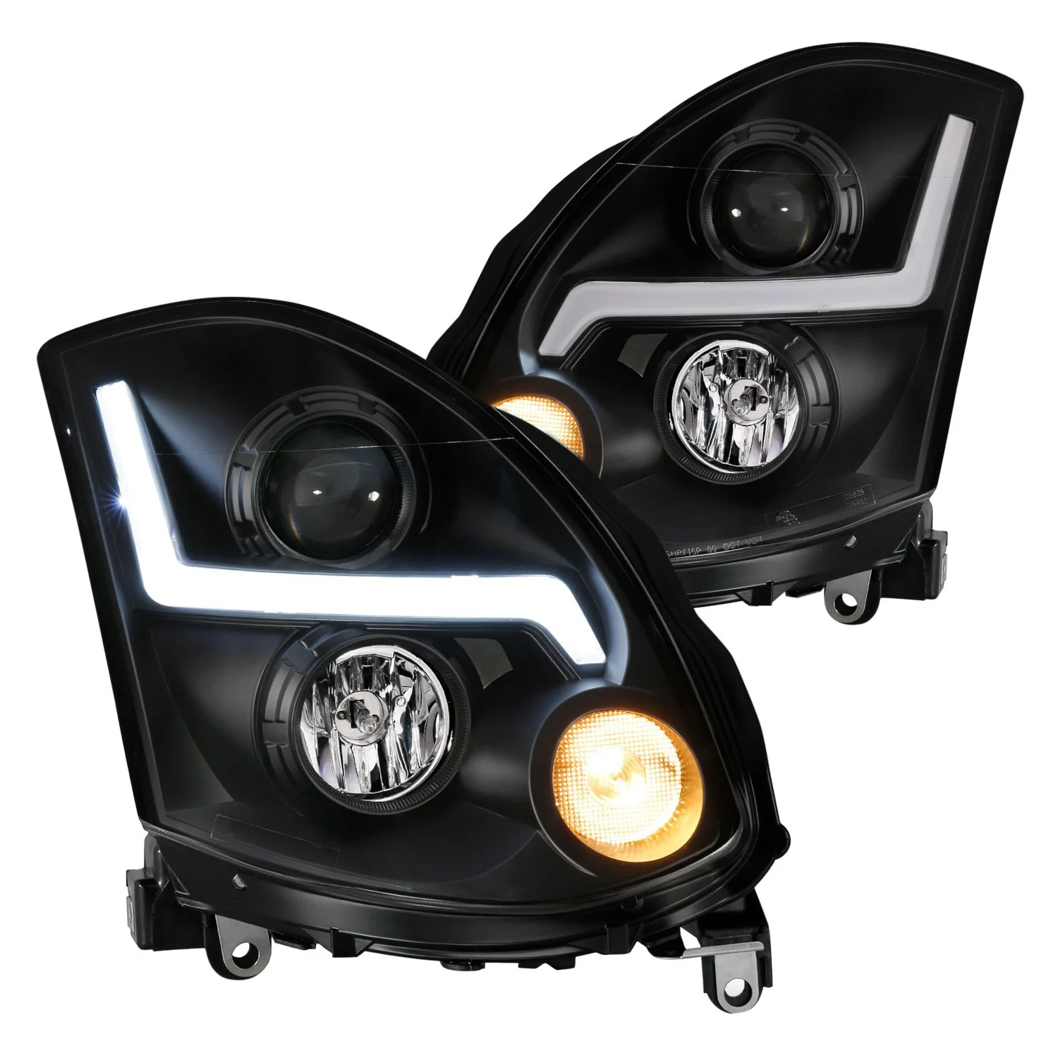 Fits INFINITI G35 2DR 03-07 PROJECTOR HEADLIGHT PLANK STYLE BLACK (FOR HID, HID KIT NOT INCLUDED)