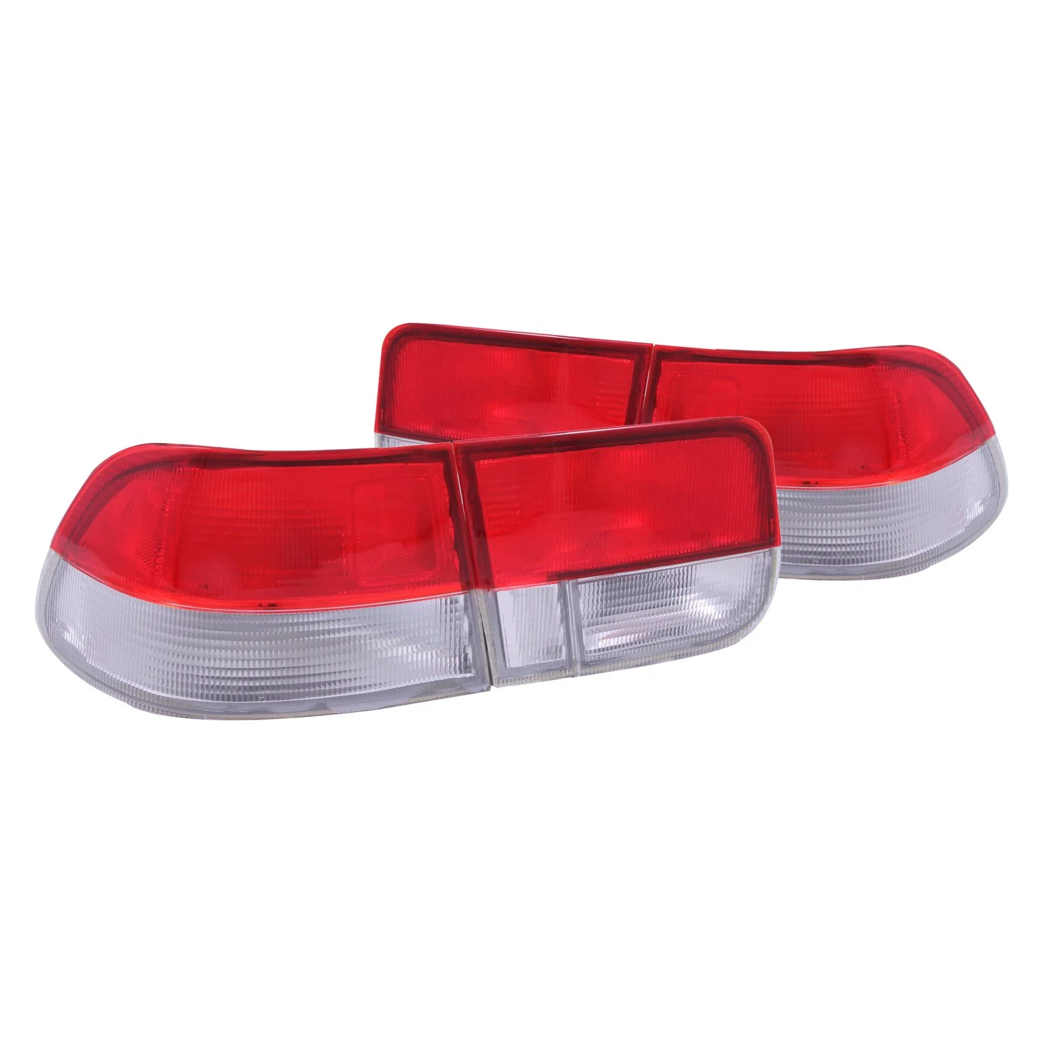 Fits HONDA CIVIC 96-00 2DR TAIL LIGHTS CHROME RED/CLEAR LENS 2PC (OE TYPE)