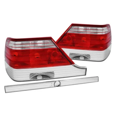 Fits MBZ S CLASS W140 97-99 TAIL LIGHTS CHROME RED/CLEAR LENS