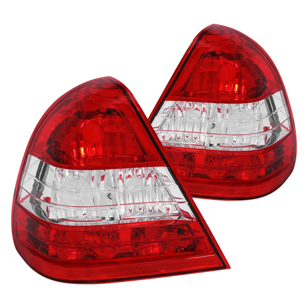 Fits MBZ C CLASS W202 94-00 4DR C220/C230/C280/C36/C43 TAIL LIGHTS CHROME RED/CLEAR LENS