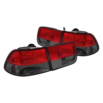 Fits HONDA CIVIC 96-00 2DR TAIL LIGHTS CHROME RED/SMOKE 2PC