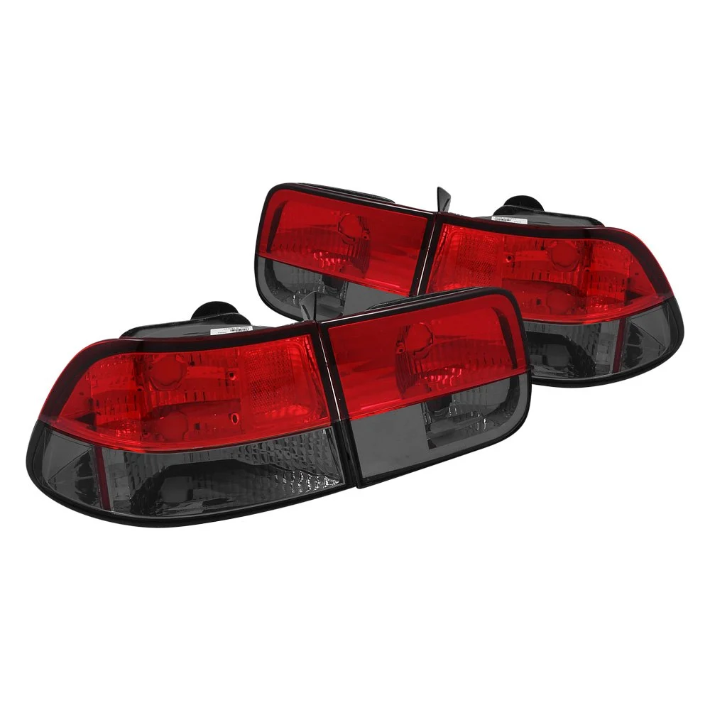 Fits HONDA CIVIC 96-00 2DR TAIL LIGHTS CHROME RED/SMOKE 2PC