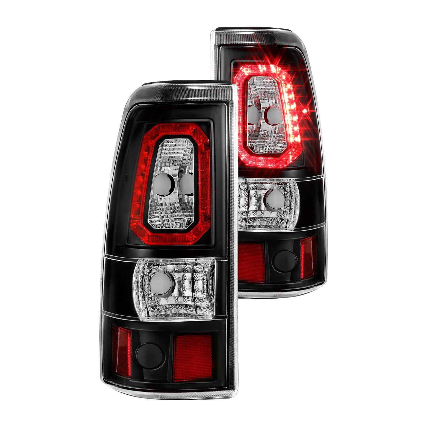 Fits CHEVY SILVERADO 03-06 1500/2500/3500 / 07 SILVERADO CLASSIC LED BAR STYLE TAIL LIGHTS BLACK CLEAR LENS (SINGLE REAR WHEEL)