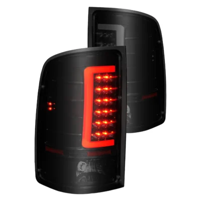 Fits GMC SIERRA 1500 07-13 (EXCEPT 07 CLASSIC) / SIERRA 2500HD/3500HD 07-14 (SINGLE REAR WHEEL) LED C BAR TAIL LIGHTS BLACK SMOKE LENS