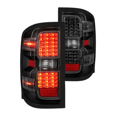 Fits CHEVY SILVERADO 14-18 1500 / 15-19 2500HD/3500HD / GMC SIERRA 15-19 2500HD/3500HD DUALLY LED TAIL LIGHTS BLACK CLEAR (NOT FOR OE FACTORY LED MODELS)