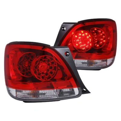 Fits LEXUS GS300 98-05 / GS400 98-00 / GS430 01-05 LED TAIL LIGHTS CHROME RED/CLEAR LENS