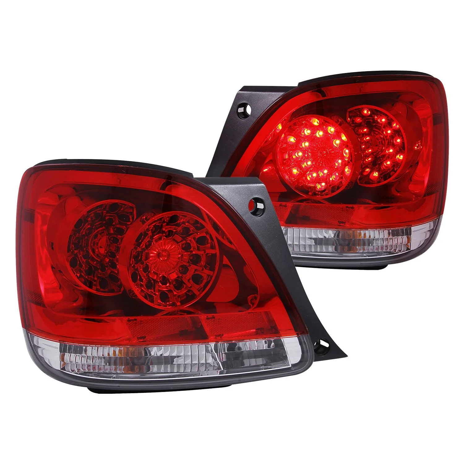 Fits LEXUS GS300 98-05 / GS400 98-00 / GS430 01-05 LED TAIL LIGHTS CHROME RED/CLEAR LENS