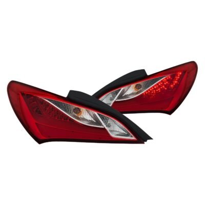 Fits HYUNDAI GENESIS 10-16 2 DR LED TAIL LIGHTS CHROME RED/CLEAR LENS