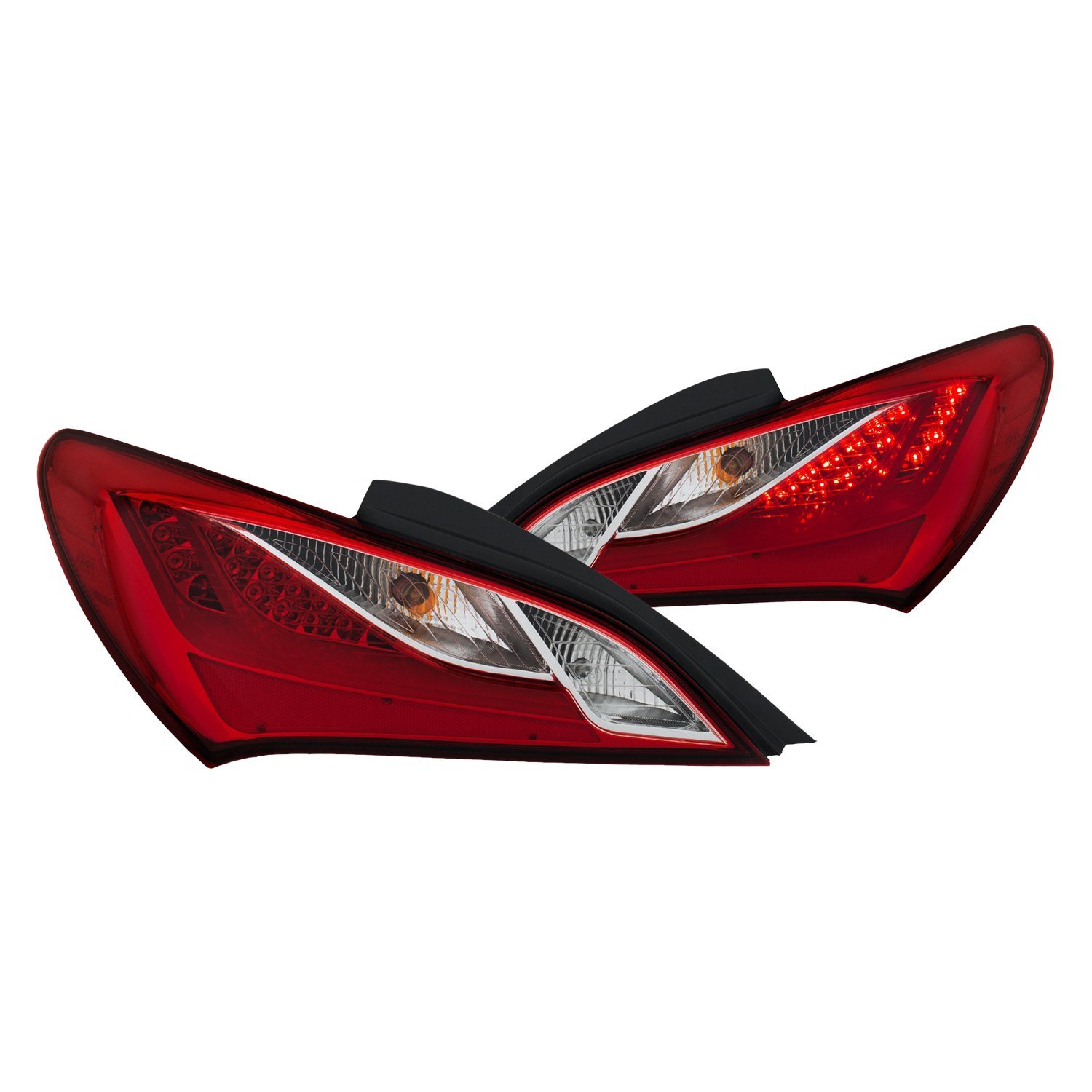 Fits HYUNDAI GENESIS 10-16 2 DR LED TAIL LIGHTS CHROME RED/CLEAR LENS