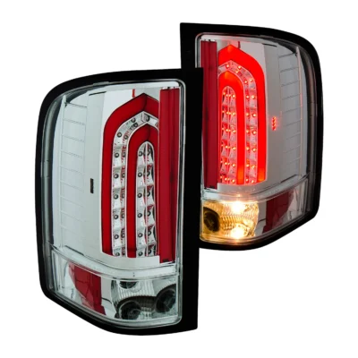 Fits CHEVY SILVERADO 1500 07-13 / 2500HD/3500HD 07-14 LED LIGHT BAR STYLE TAIL LIGHTS CHROME