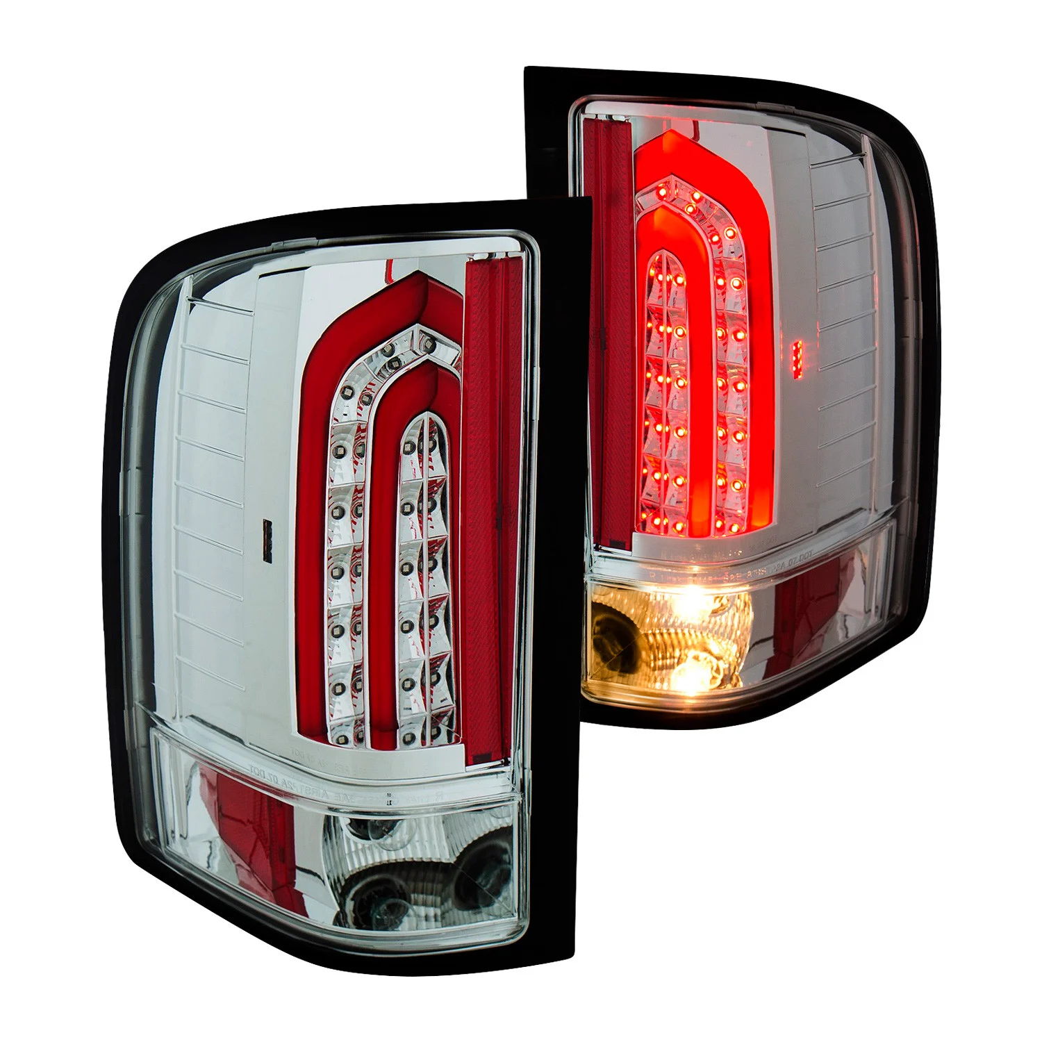 Fits CHEVY SILVERADO 1500 07-13 / 2500HD/3500HD 07-14 LED LIGHT BAR STYLE TAIL LIGHTS CHROME