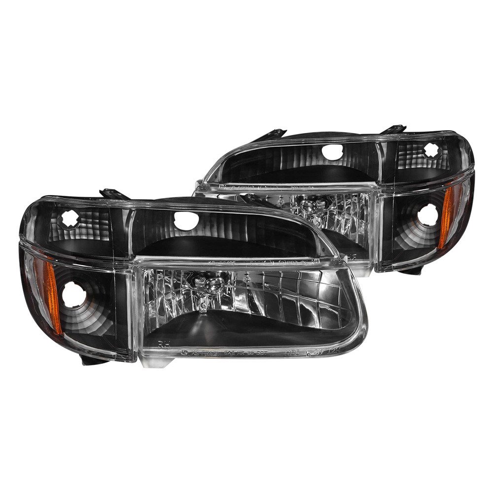 Fits FORD EXPLORER 95-01 / MOUNTAINEER 97 CRYSTAL HEADLIGHTS BLACK W/ CORNER LIGHTS 2PC