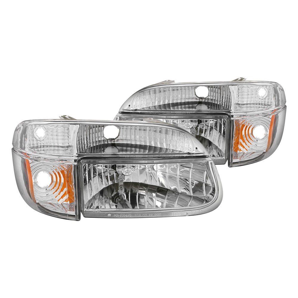 Fits FORD EXPLORER 95-01 / MOUNTAINEER 97 CRYSTAL HEADLIGHTS CHROME W/ CORNER LIGHTS 2PC