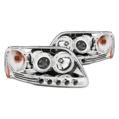 Fits FORD F-150 97-03 / EXPEDITION 97-02 PROJECTOR HEADLIGHTS CHROME W/ RX HALO & LED 1 PC