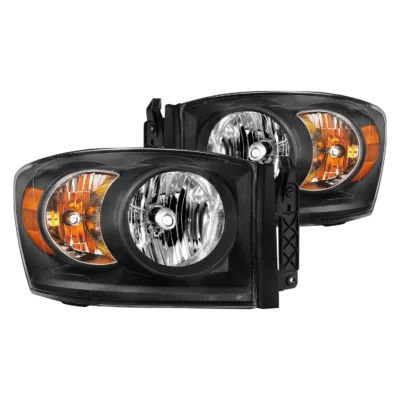 Fits DODGE RAM 1500 06-08 / 2500/3500 06-09 CRYSTAL HEADLIGHT BLACK