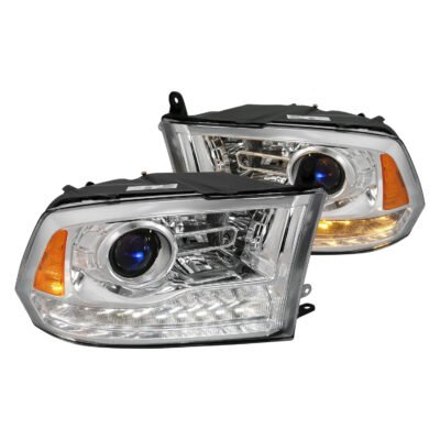 Fits DODGE RAM 1500 09-18 / 2500/3500 10-18 PROJECTOR PLANK STYLE SWITCHBACK HEADLIGHTS CHROME (OE STYLE) (FOR ALL MODELS)