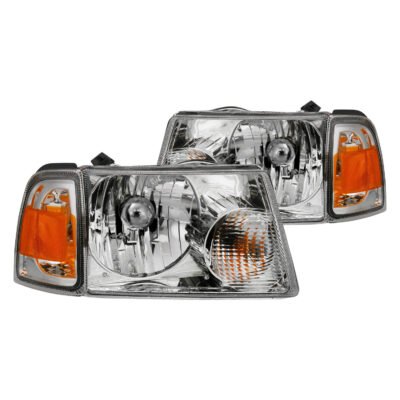 Fits FORD RANGER 01-11 CRYSTAL HEADLIGHTS CHROME W/ CORNER LIGHTS (OE TYPE REPLACEMENT)