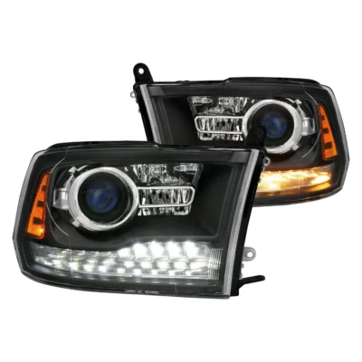 Fits DODGE RAM 1500 09-18 /RAM 2500/3500 10-18 PROJECTOR PLANK STYLE SWITCHBACK HEADLIGHTS MATTE BLACK (OE STYLE) (FOR ALL MODELS)