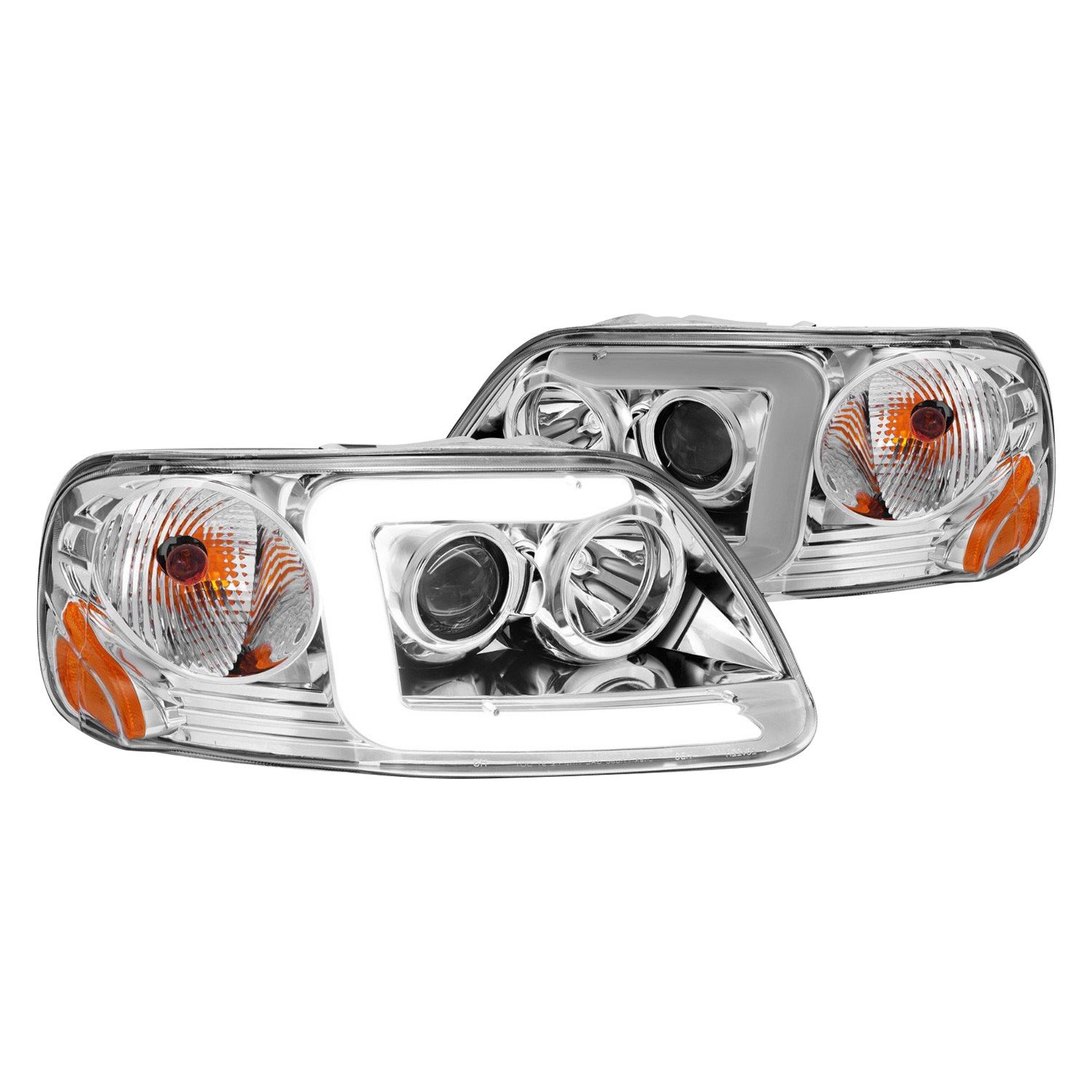 Fits FORD F-150 97-03 / EXPEDITION 97-02 PROJECTOR C BAR HEADLIGHTS CHROME
