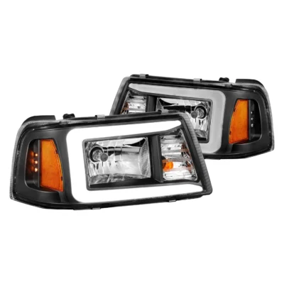 Fits FORD RANGER 01-11 CRYSTAL PLANK STYLE HEADLIGHTS BLACK