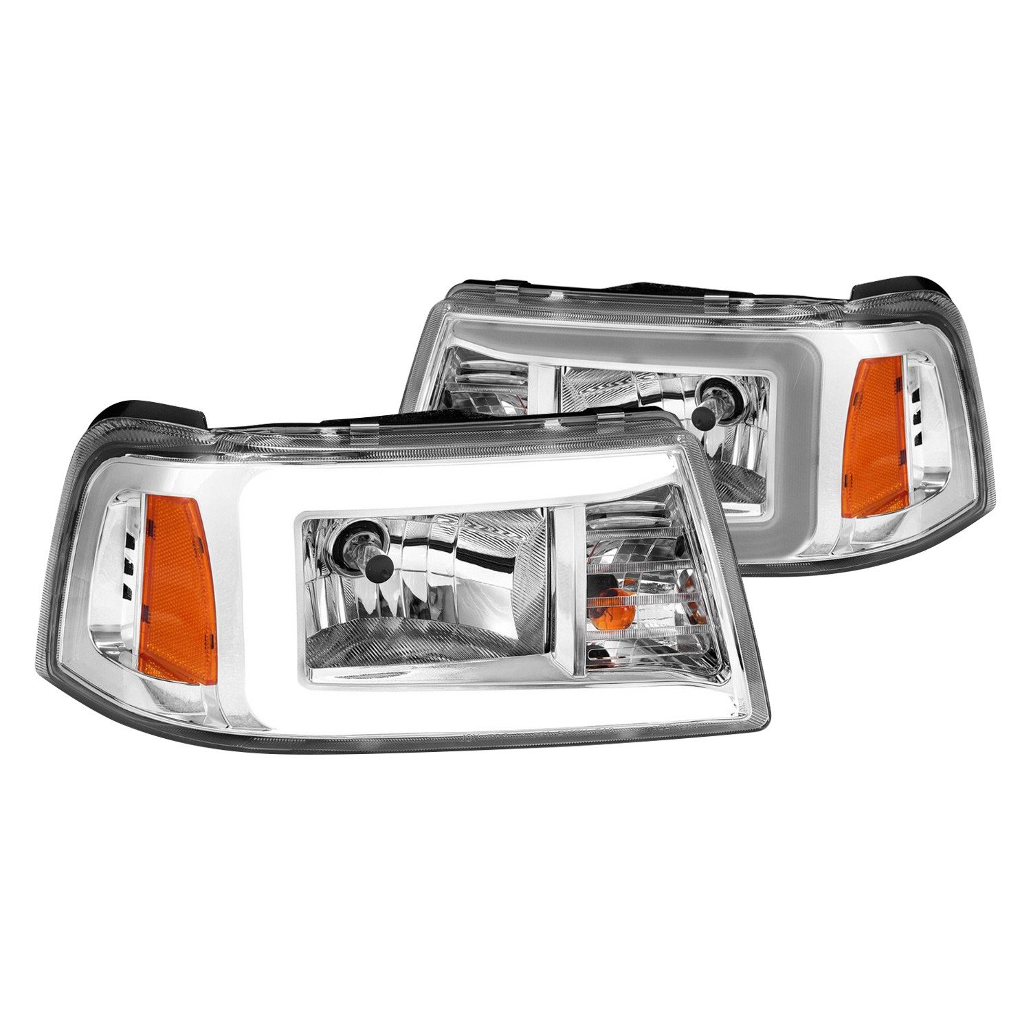 Fits FORD RANGER 01-11 CRYSTAL PLANK STYLE HEADLIGHTS CHROME