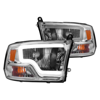 Fits DODGE RAM 1500 09-18 / RAM 2500/3500 10-18 CRYSTAL C BAR HEADLIGHTS CHROME (FOR DUAL LIGHT MODELS)