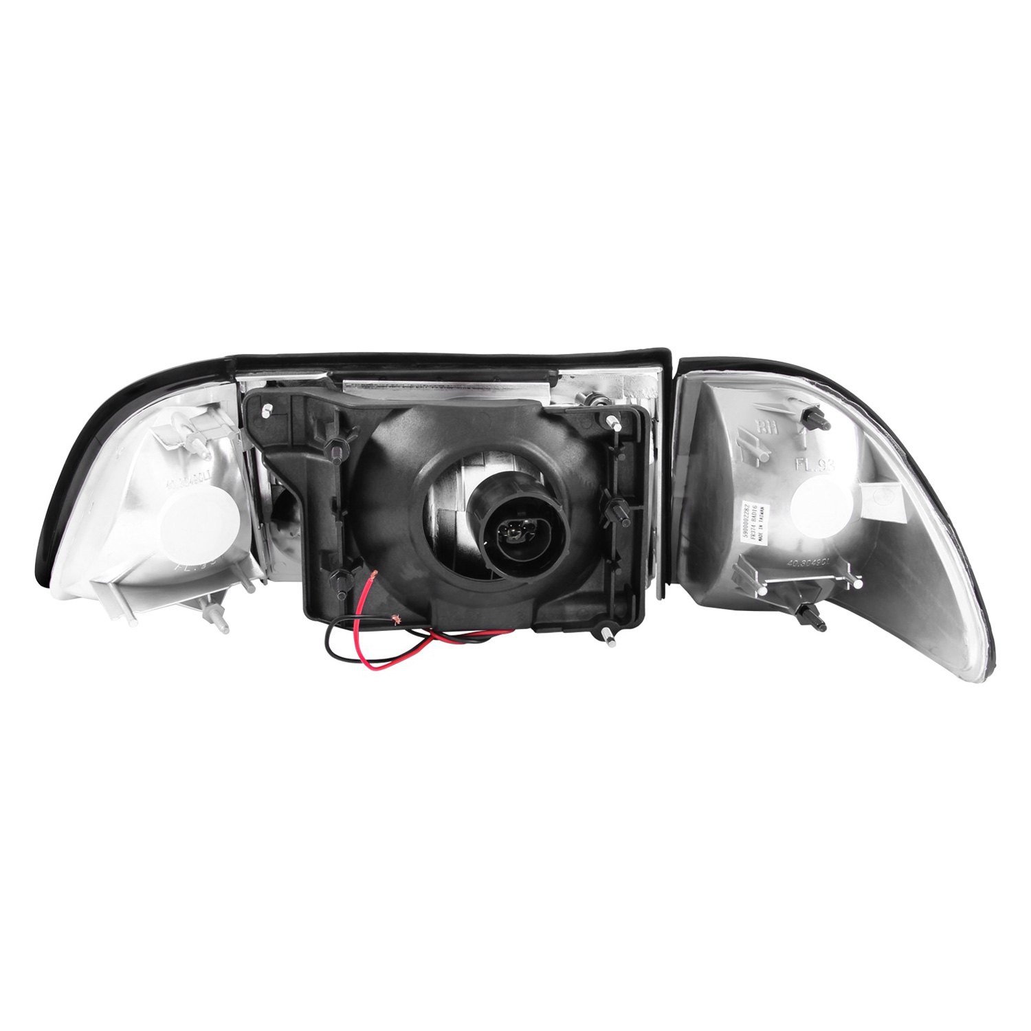 Fits FORD MUSTANG 87-93 CRYSTAL HEADLIGHTS CHROME W/ CORNER & PARKING LIGHT 3PC - Image 2