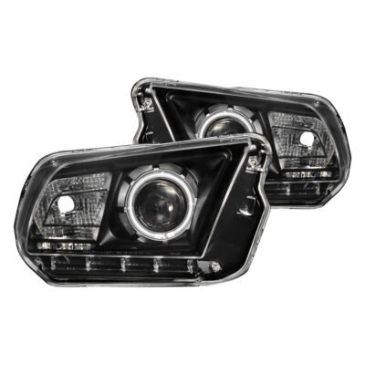 Fits FORD MUSTANG 10-14 PROJECTOR HEADLIGHTS BLACK W/ RX HALO