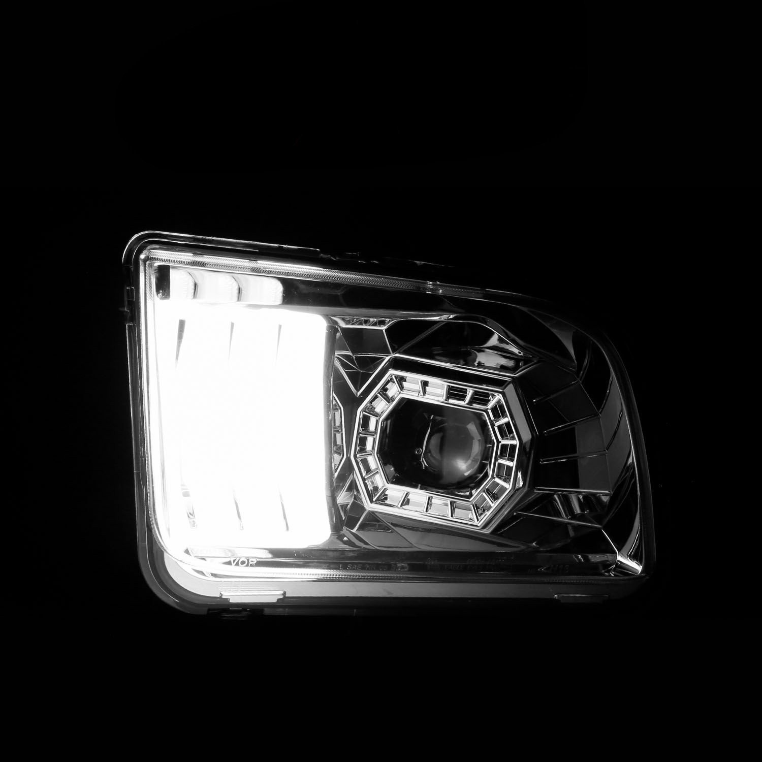 Fits FORD MUSTANG 05-09 PROJECTOR LIGHT BAR STYLE HEADLIGHTS CHROME - Image 3