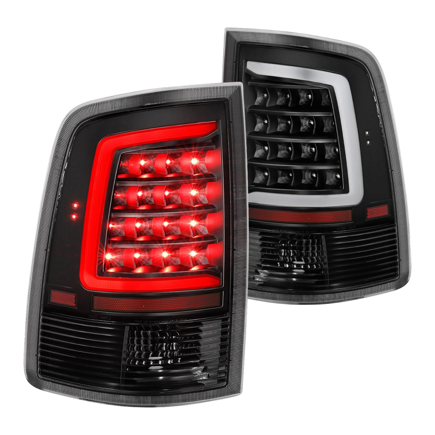 Fits DODGE RAM 1500 09-18 / 2500 3500 10-18 LED C BAR TAIL LIGHTS BLACK (NOT FOR OE LED TAIL LIGHT MODELS)