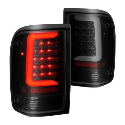 Fits FORD RANGER 93-97 LED C BAR TAIL LIGHTS BLACK SMOKE LENS