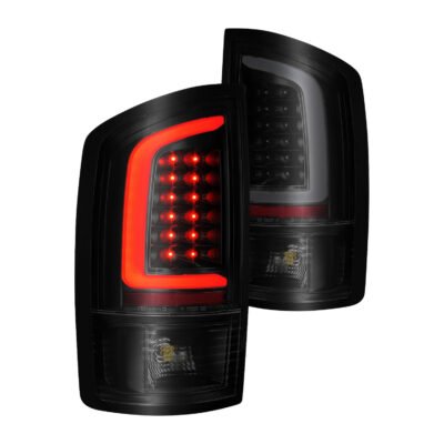 Fits DODGE RAM 1500 02-06 / RAM 2500/3500 03-06 LED C BAR TAIL LIGHTS BLACK SMOKE LENS