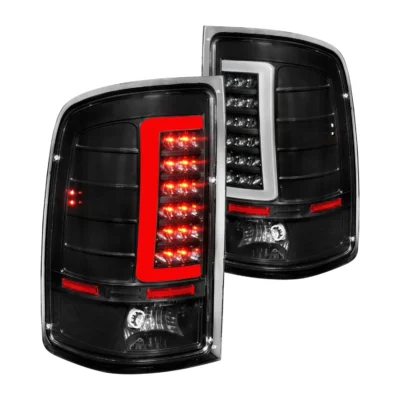 Fits GMC SIERRA 1500 07-13 (EXCEPT 07 CLASSIC)/ SIERRA 2500HD/3500HD 07-14 (SINGLE REAR WHEEL) LED C BAR TAIL LIGHTS BLACK CLEAR LENS