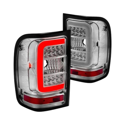 Fits FORD RANGER 01-11 LED C BAR TAIL LIGHTS CHROME CLEAR LENS (NOT FOR 05-07 STX MODELS)