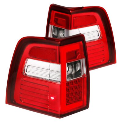 Fits FORD EXPEDITION 07-17 LED C BAR STYLE TAIL LIGHTS CHROME RED/CLEAR LENS W/ SEQUENTIAL SIGNAL