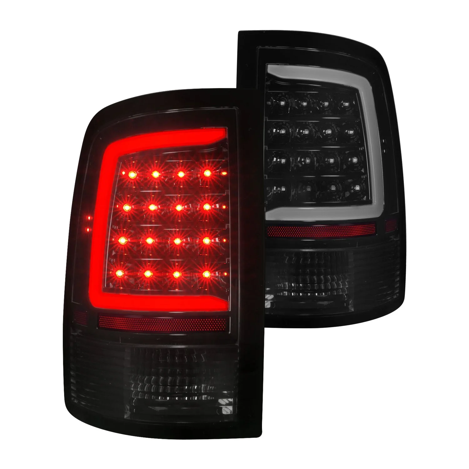 Fits DODGE RAM 1500 09-18 / RAM 2500/3500 10-18 LED TAIL LIGHTS BLACK SMOKE LENS W/ SEQUENTIAL (NOT FOR OE LED TAIL LIGHT MODELS)