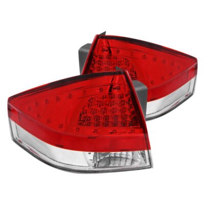 Fits FORD FOCUS 08-11 LED TAIL LIGHTS CHROME RED/CLEAR LENS