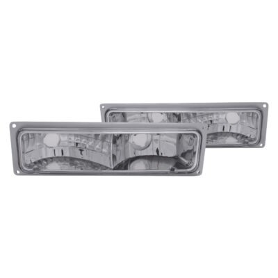 Fits CHEVY/GMC C/K1500/2500 88-98 / C/K3500 88-00 / SUBURBAN 92-99 / BLAZER (FULL-SIZE) 92-94 / TAHOE 95-99 / YUKON 92-99 EURO PARKING/SIGNAL LIGHTS CHROME CLEAR