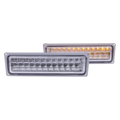 Fits CHEVY/GMC C/K1500/2500 88-98 / C/K3500 88-00 / SUBURBAN 92-99 / BLAZER (FULL-SIZE) 92-94 / TAHOE 95-99 / YUKON 92-99 LED PARKING/SIGNAL LIGHTS CLEAR CHROME