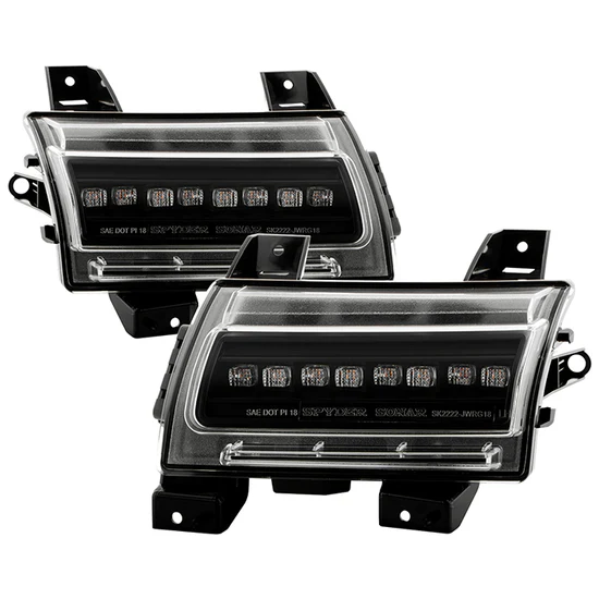 Fits ( Spyder ) Jeep Wrangler 2018-2020 Front Fender LED Lights - Sequential LED Turn Signal Lights - Black