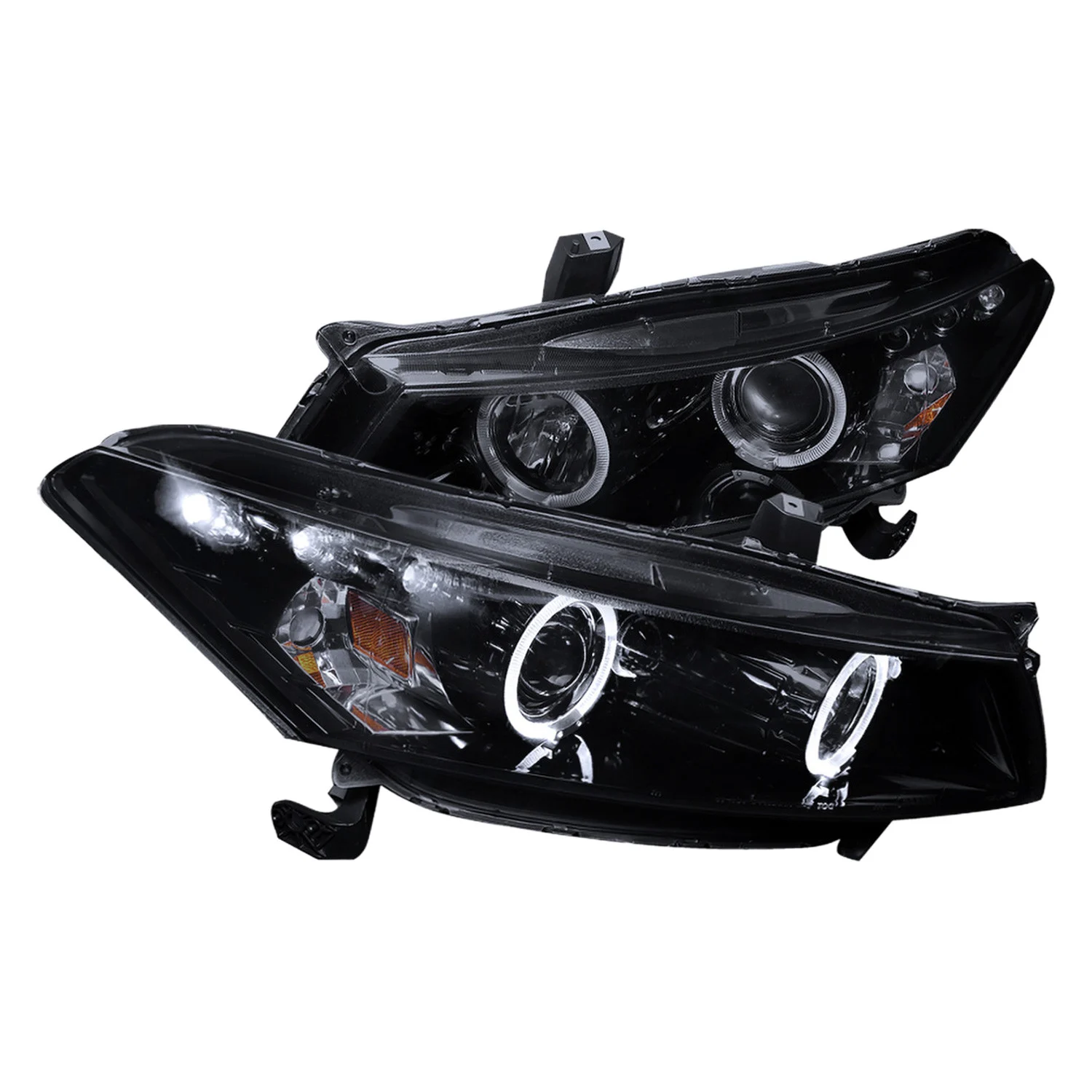 Fits 2008-2012 Honda Accord Coupe Dual Halo Projector Headlights (Glossy Black Housing/Smoked Lens)
